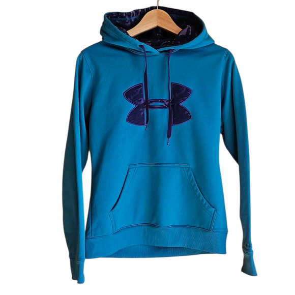 Under Armour Logo Hoodie Sweatshirt Turquoise Women's Size Small - Picture 1 of 5